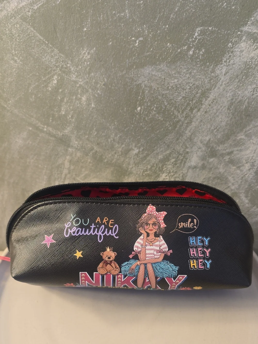 nikky By Nicole Lee  Black 'You Are Beautiful' Cosmetic Bag New